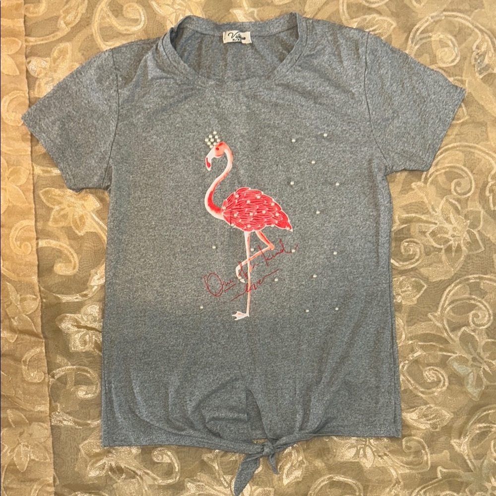 Gray Flamingo Graphic T-Shirt